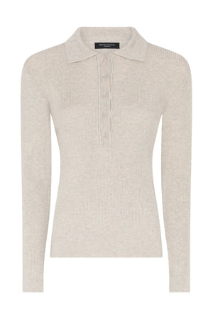 AnemoneBBValea knit polo Sand melange - BBW5057