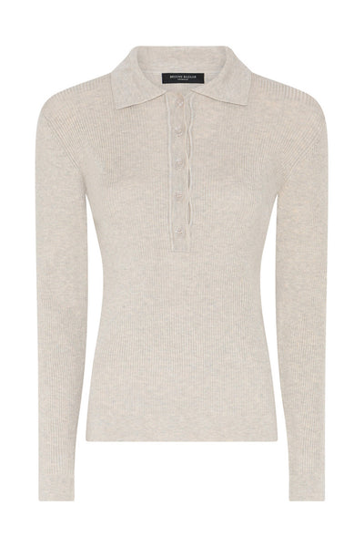 AnemoneBBValea knit polo Sand melange - BBW5057 Thumbnail