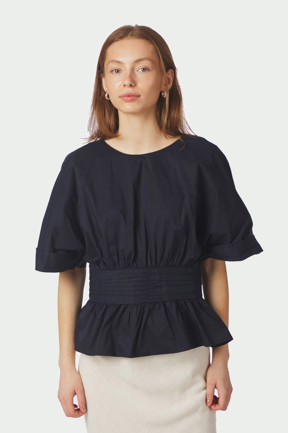 Annegret Poplin Blouse Navy - 162365