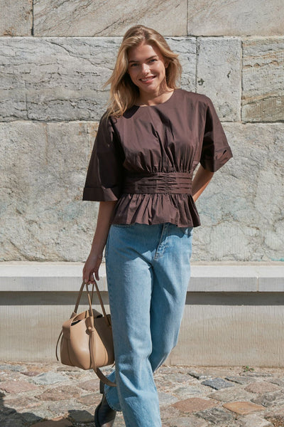 Annegret Poplin Chocolate Brown Thumbnail
