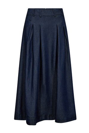 AnyaCC Denim Pleat Skirt 575-Navy Denim - 34181