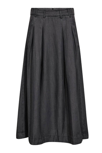 AnyaCC Denim Pleat Skirt 96-Black - 34181 Thumbnail