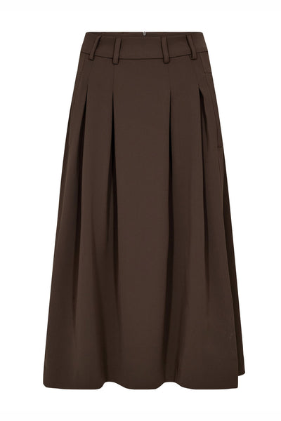 AnyaCC Midi Pleat Skirt 83-Mocca - 44040 Thumbnail