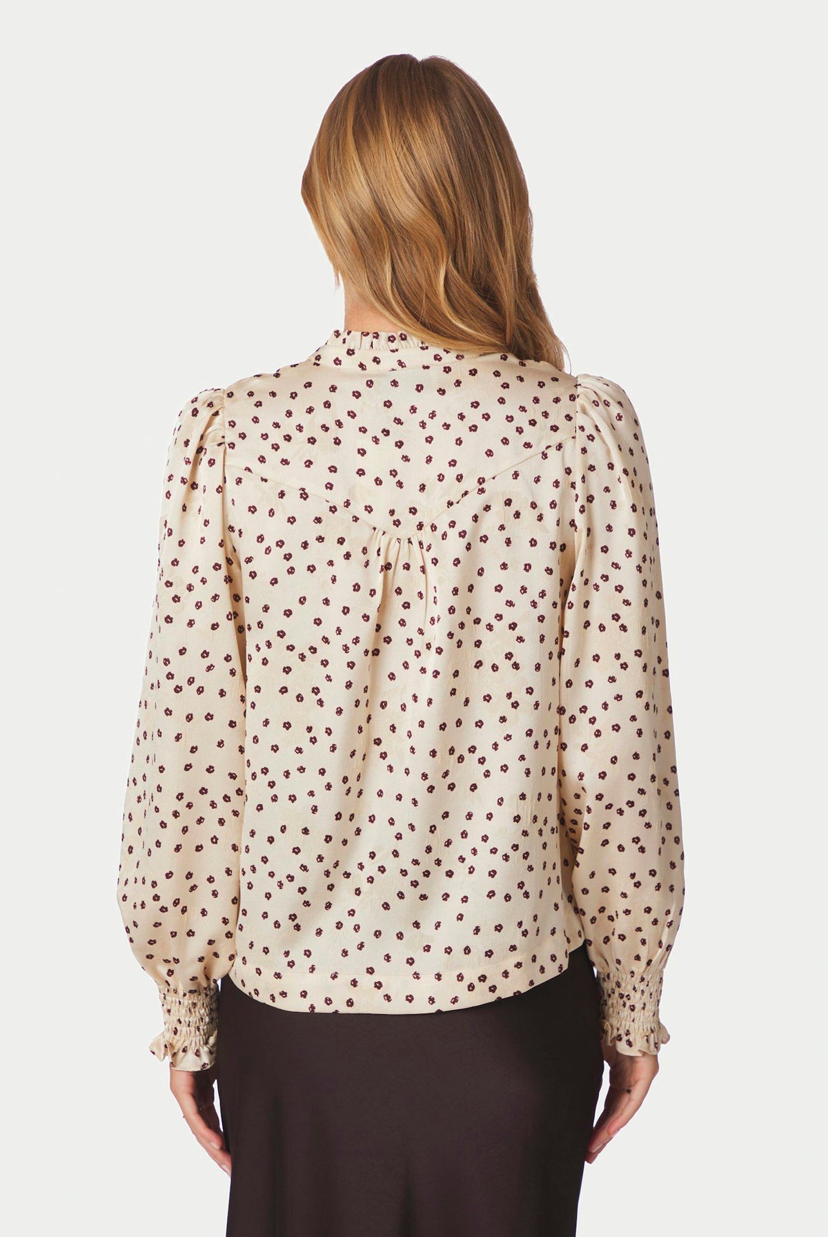 Astrida Flower Jacquard Blouse Creme - 170202