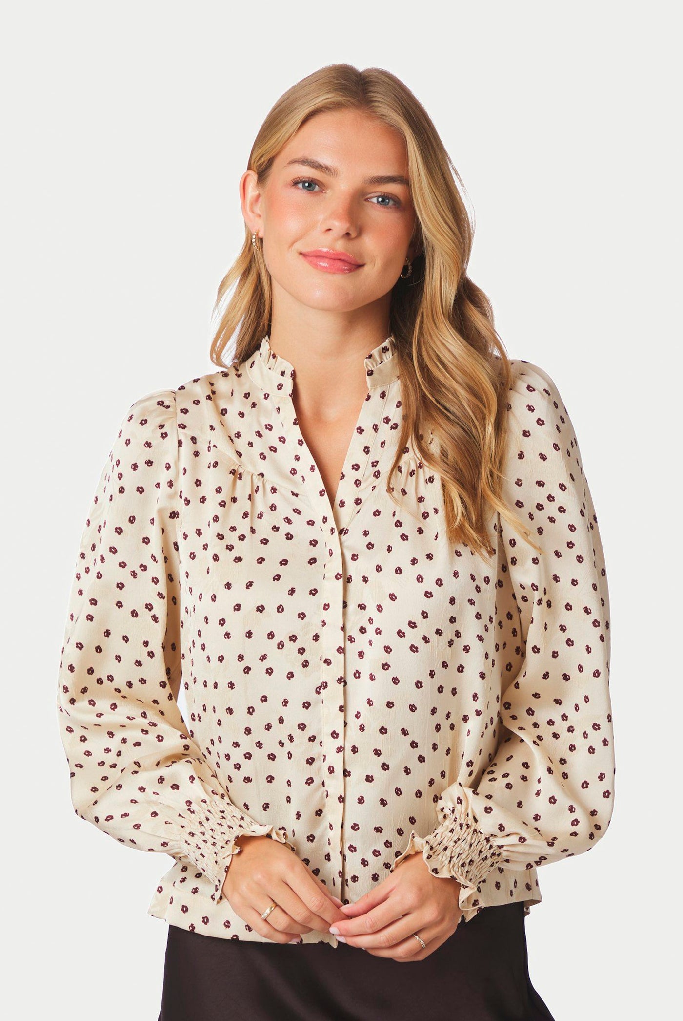 Astrida Flower Jacquard Blouse Creme - 170202