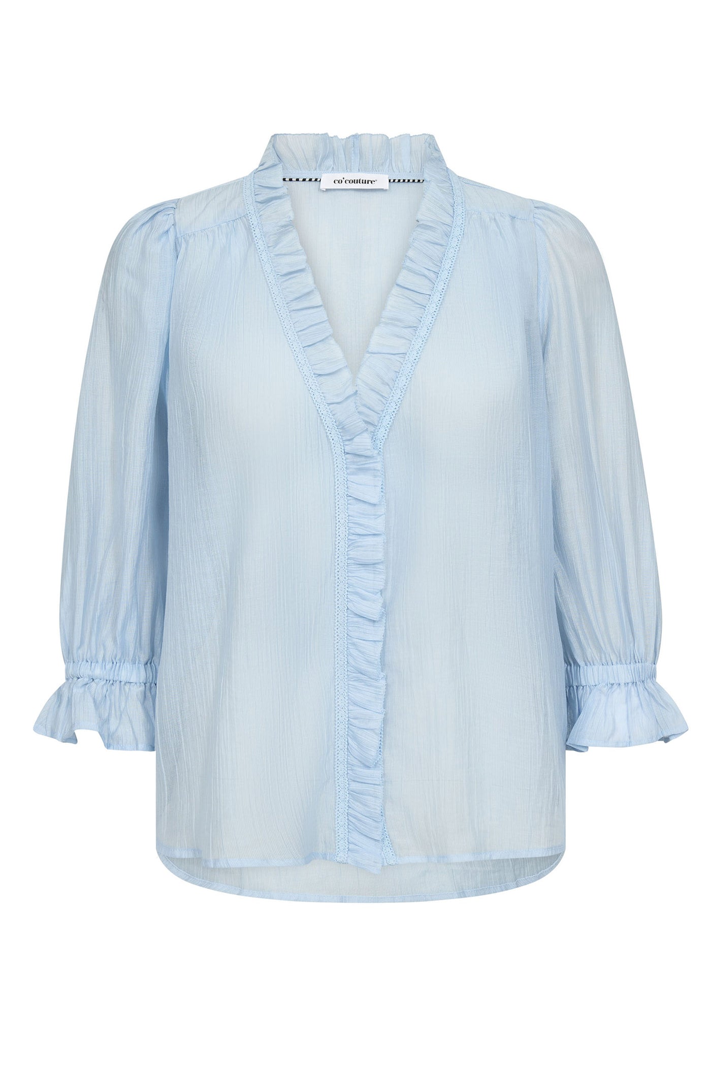 AviCC Lace SS V-Blouse 40004-Pale Blue - 500169