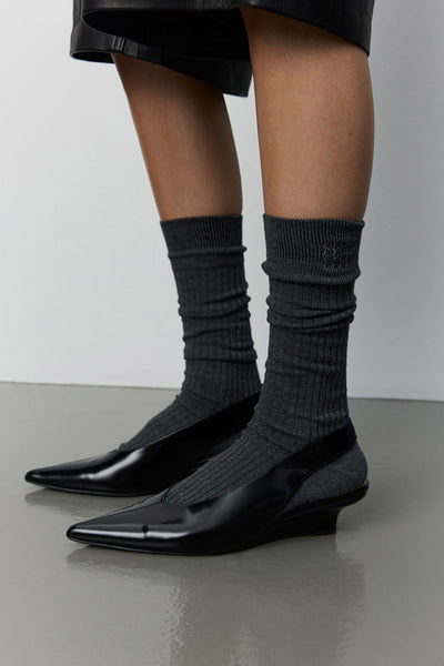 BEATHASW KNEE SOCK x 2 8011 Dark grey melange - SNOS937 Thumbnail