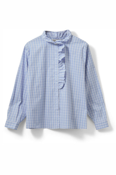 BELLESW CHECK FRILL PLACKET SH 5036 Blue - S261381 Thumbnail