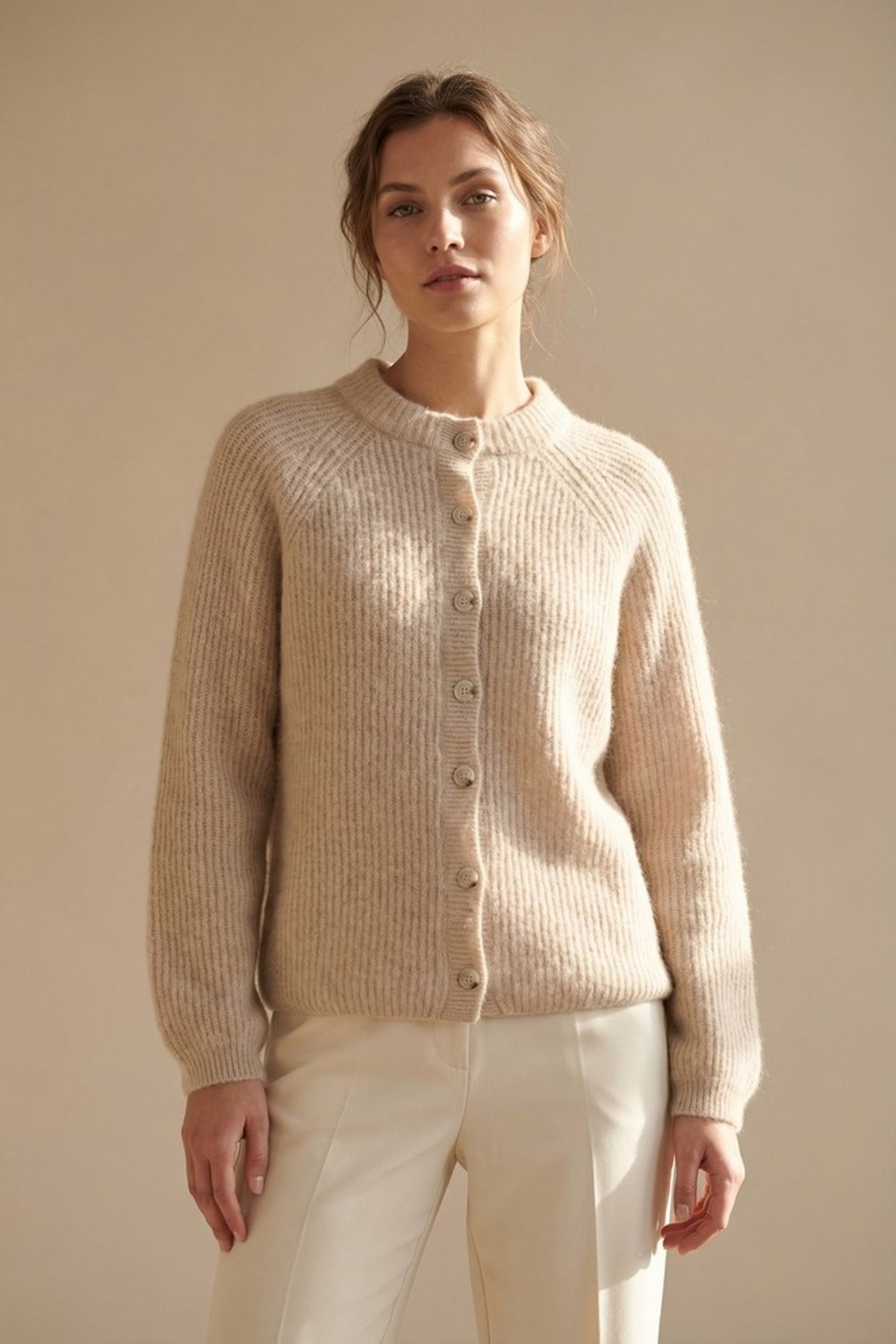 BTFNINA Raccoon Cardigan Sand Beige - 500129