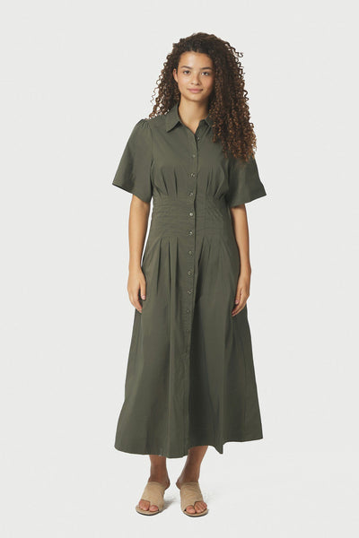 Baia Poplin Dress ARMY - 165343 Thumbnail
