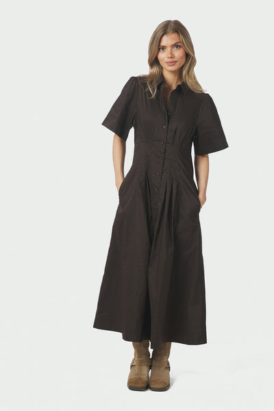 Baia Poplin Dress Chocolate Brown - 165343 Thumbnail