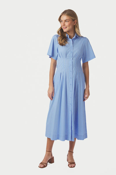 Baia Stripe Poplin Dress Light Blue - 167585 Thumbnail