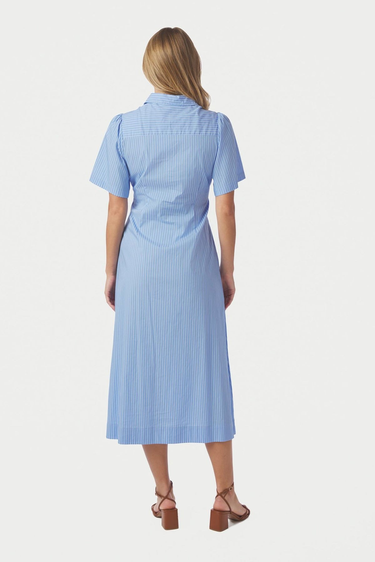 Baia Stripe Poplin Dress Light Blue - 167585