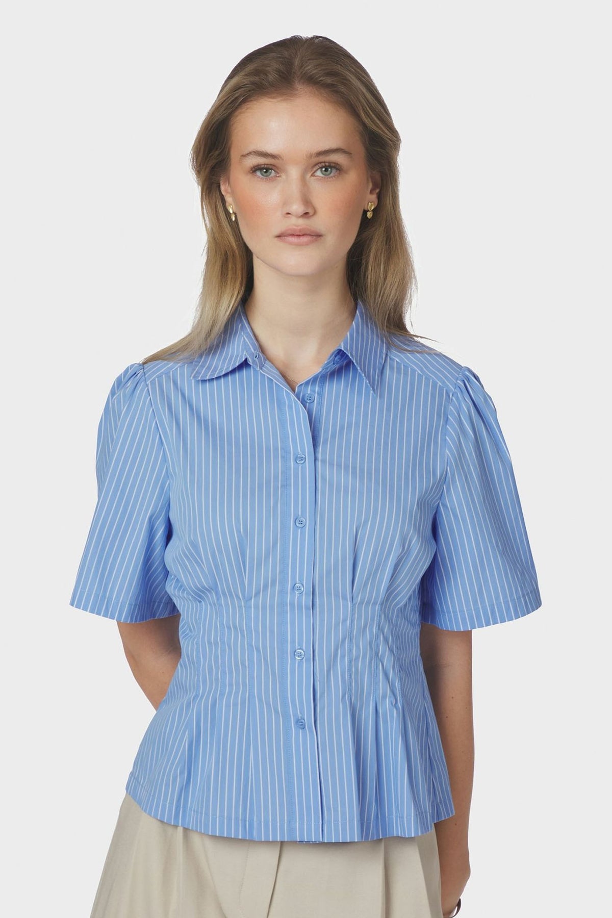 Balara Stripe Poplin Shirt Light Blue - 169049