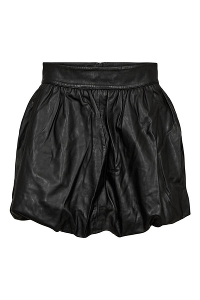 Balloon Leather Skirt Black - HL10384 Thumbnail