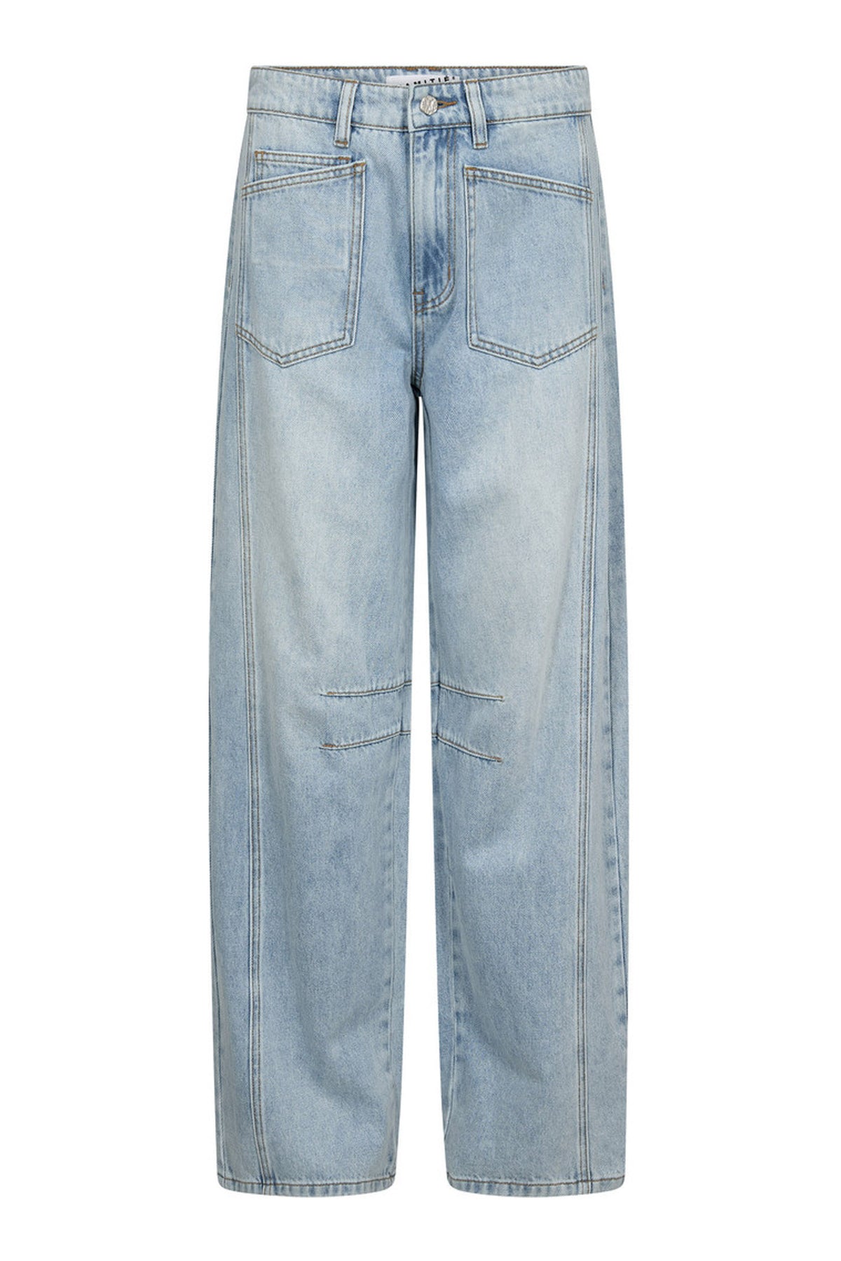 Barrel Front Pocket Jeans Bleached Denim - HL10700