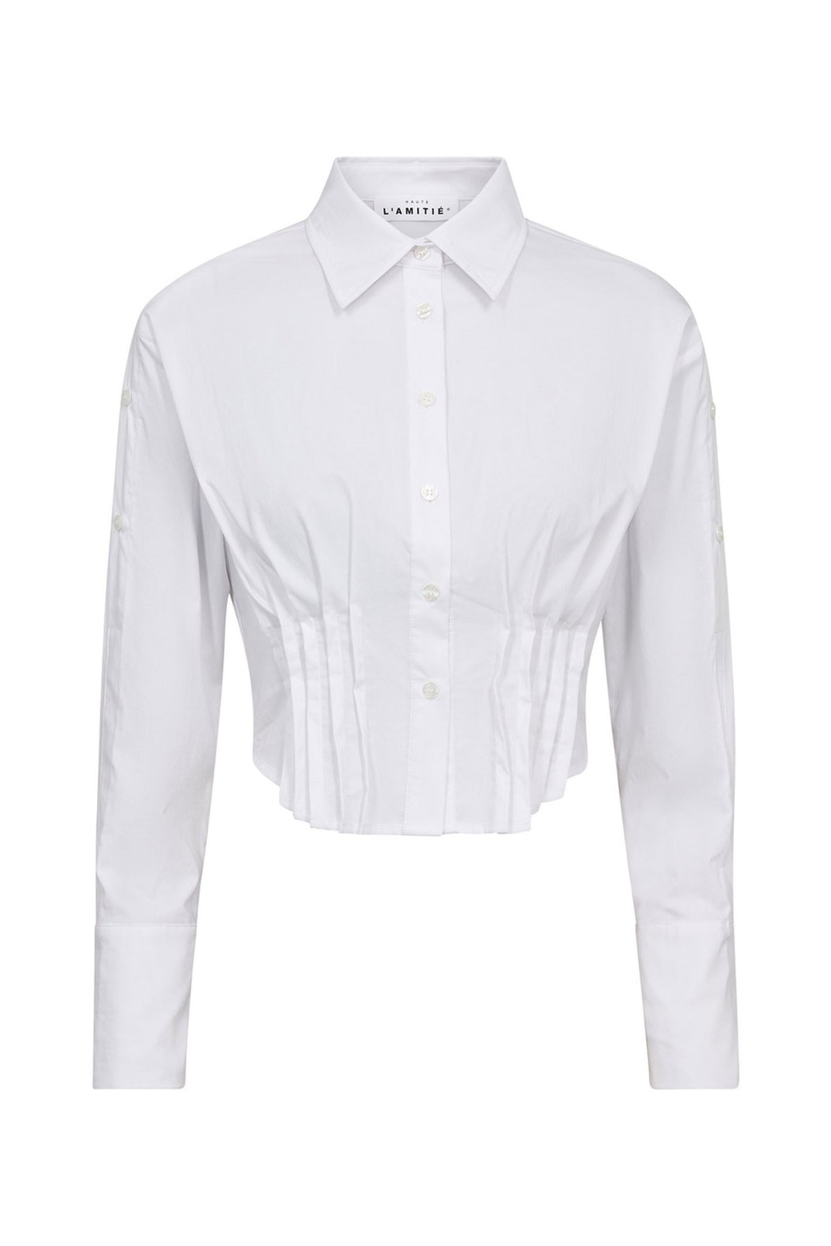 Bell Pleat Crop Shirt White - HL10754