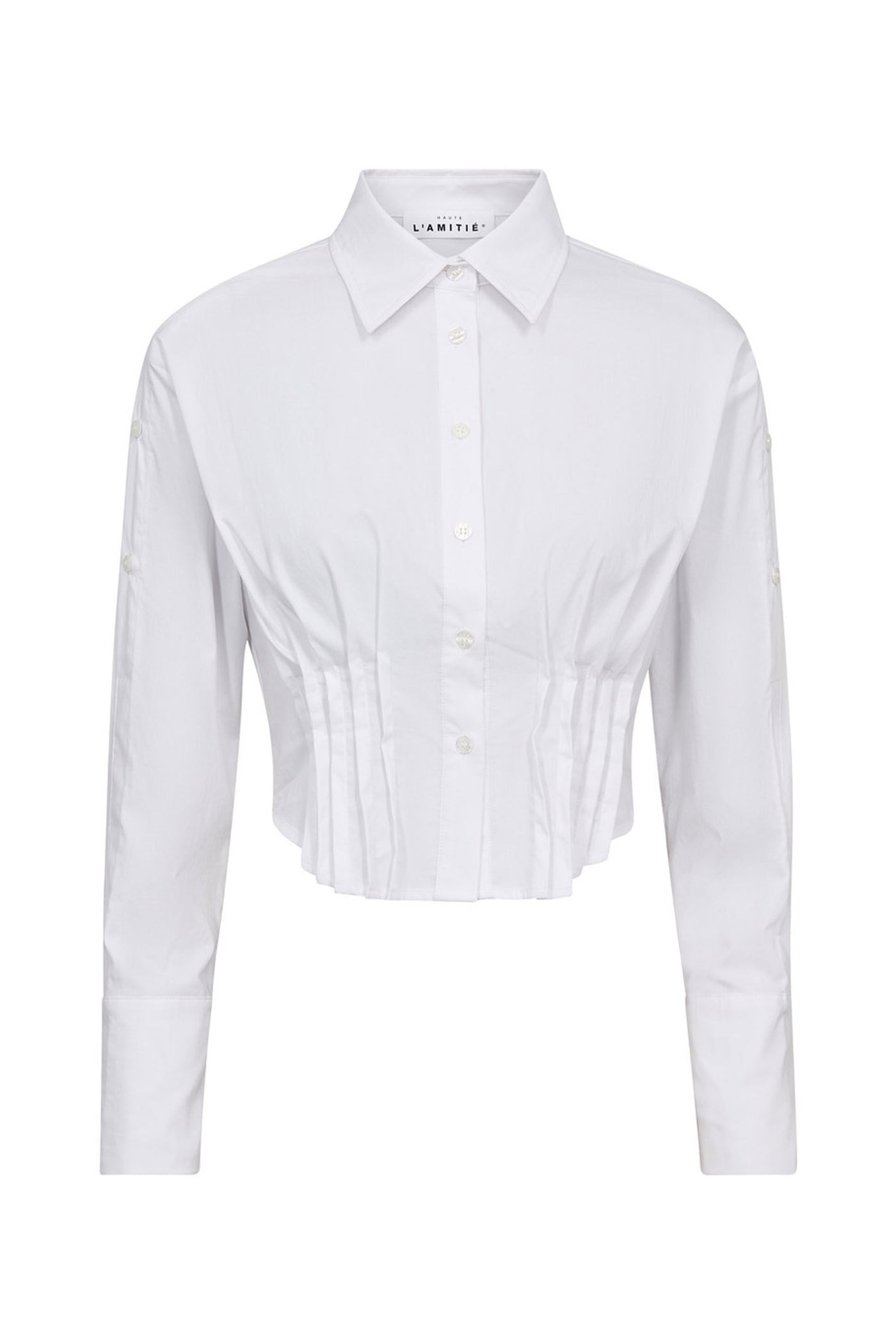 Bell Pleat Crop Shirt White - HL10754