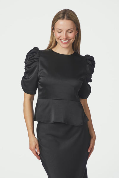 Benua Heavy Sateen Blouse Black - 167069 Thumbnail