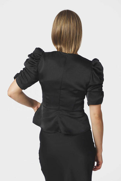 Benua Heavy Sateen Blouse Black - 167069 Thumbnail