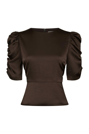 Benua Heavy Sateen Blouse Dark brown - 167069