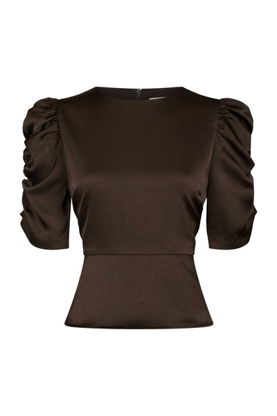 Benua Heavy Sateen Blouse Dark brown - 167069 Thumbnail