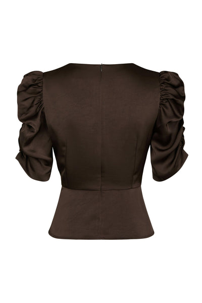 Benua Heavy Sateen Blouse Dark brown - 167069 Thumbnail