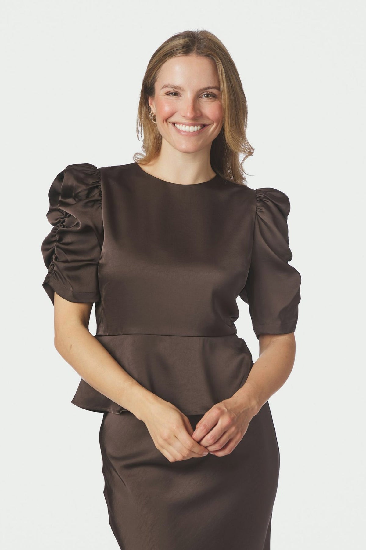 Benua Heavy Sateen Blouse Dark brown - 167069