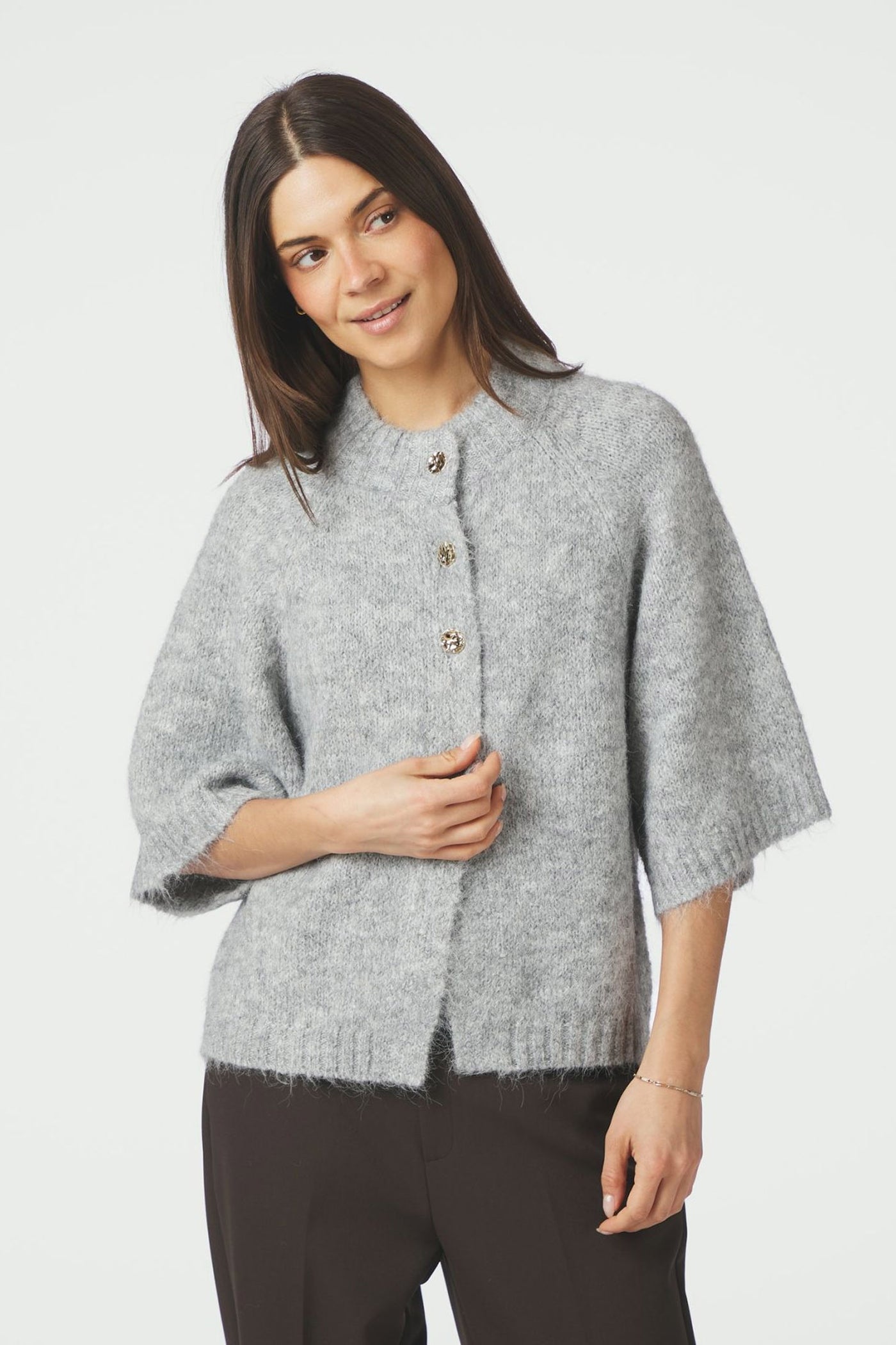 Benuta Fluffy Knit Cardigan Grey Melange - 165816