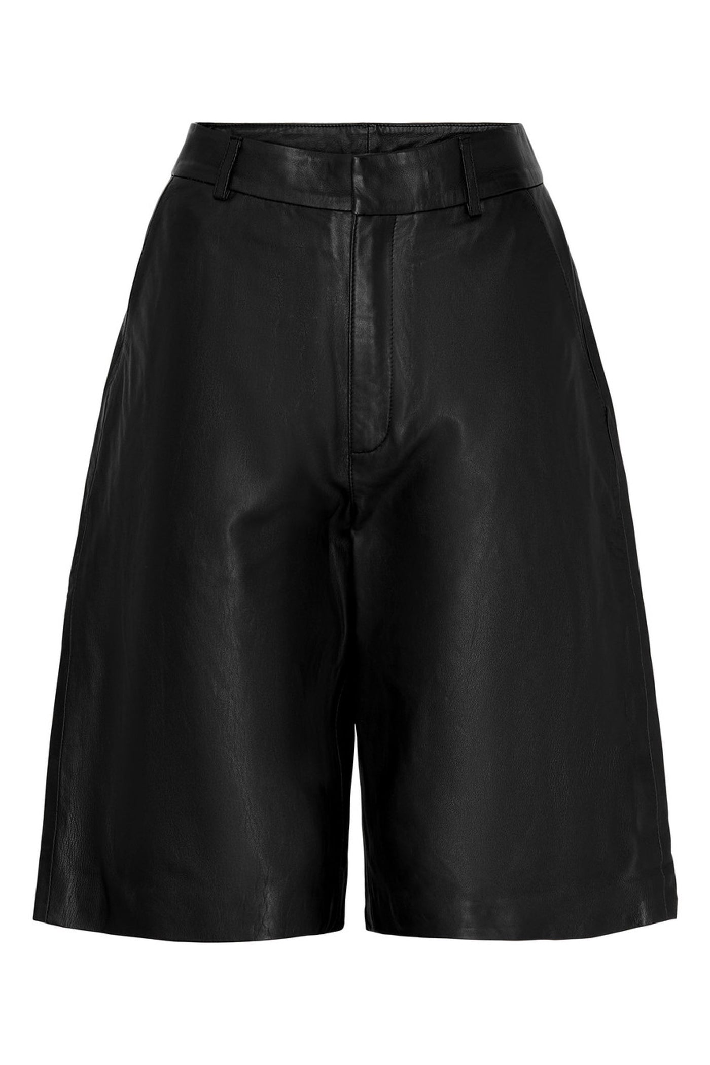Bermuda Leather Shorts Black w/ silver - 11344
