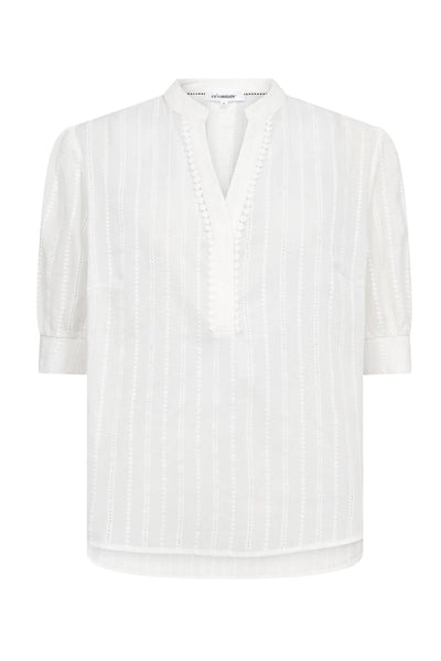 BessiCC V-Blouse 10002-Off-White - 500191 Thumbnail