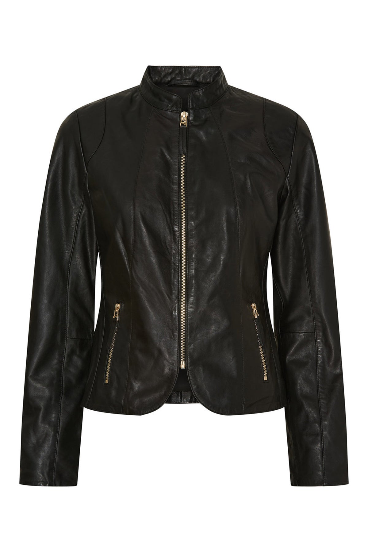 Biker Jacket Black w. Light Gold acc. - 100278