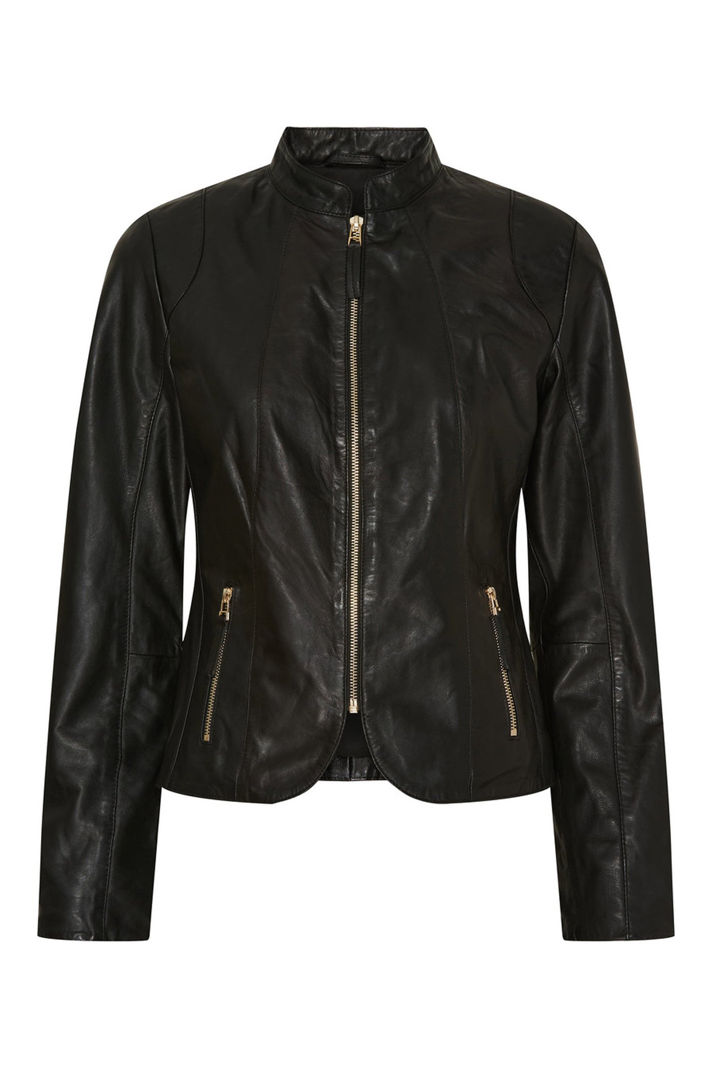 Biker Jacket Black w. Light Gold acc. - 100278
