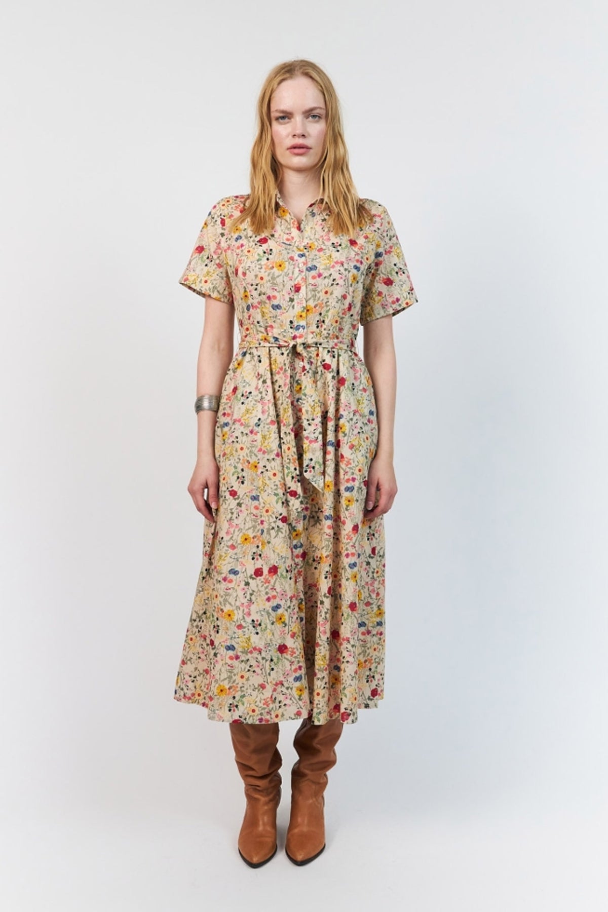 Blakell Midi Dress Ss Flower Print - 26241-3007