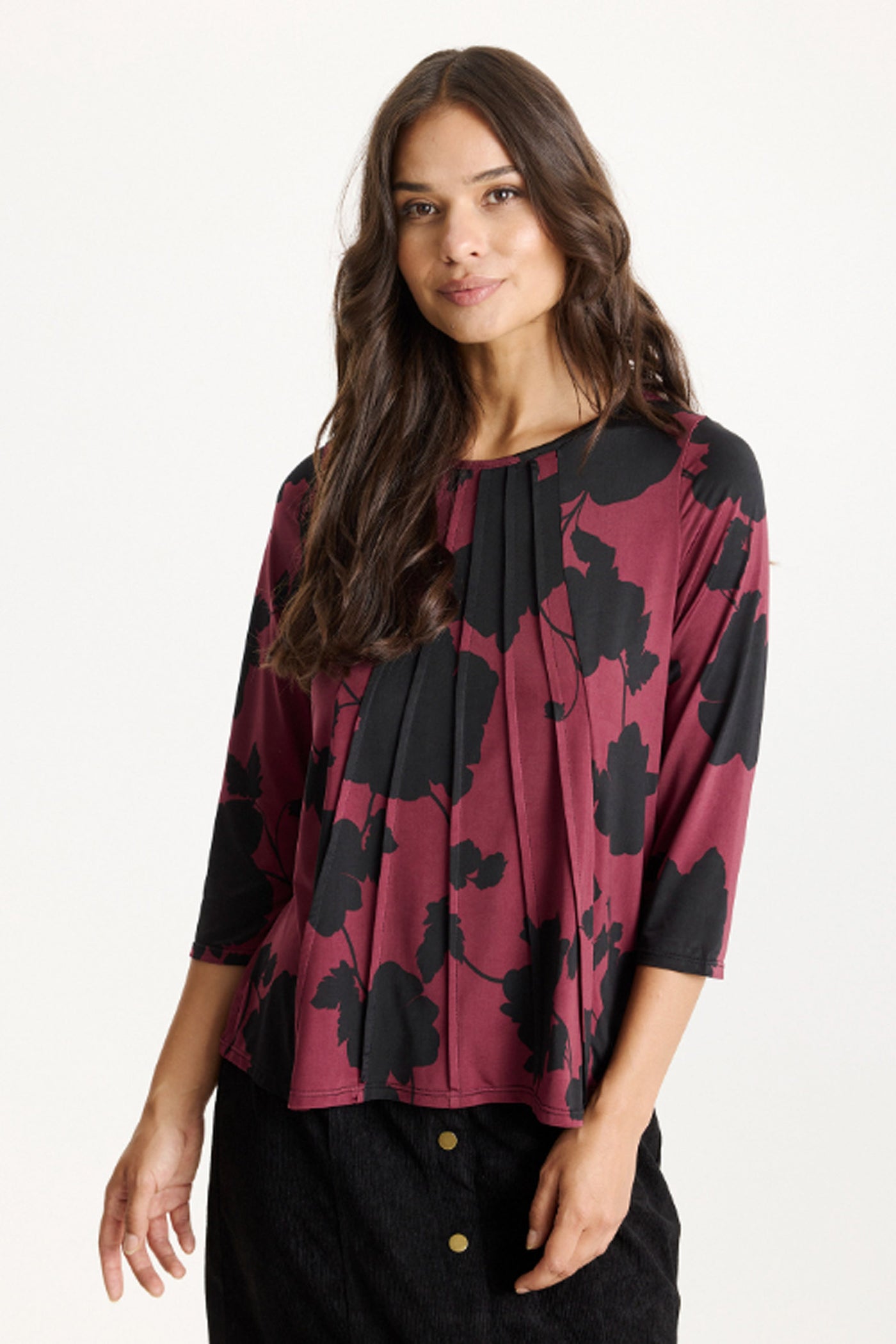 Blouse Lucette 3/4 sleeves Burgundy - 16874