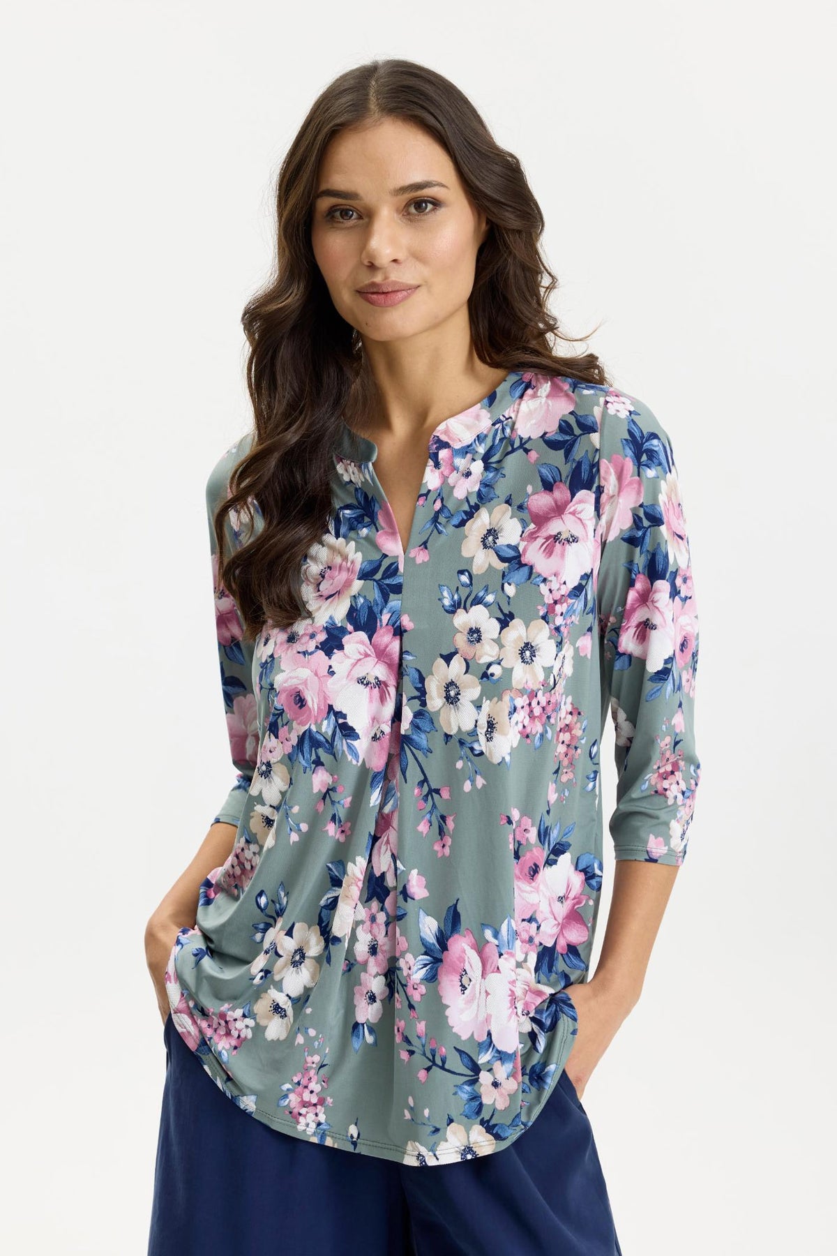 Blouse Maracol 3/4 sleeves Green - 17091