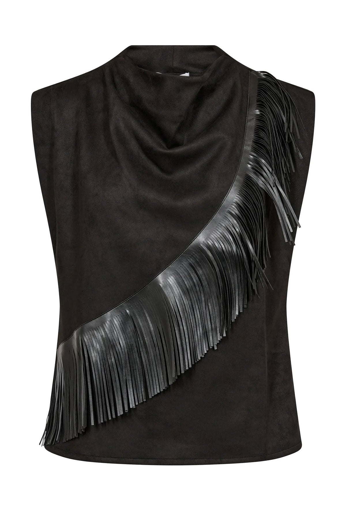 BobbieCC Fringe Pleat Top 65001-Black - 500115