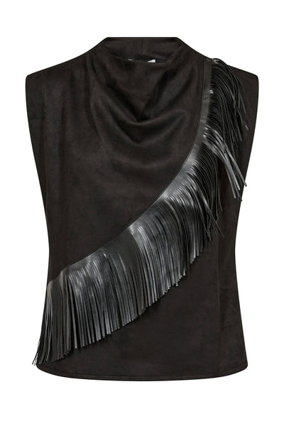 BobbieCC Fringe Pleat Top 65001-Black - 500115 Thumbnail