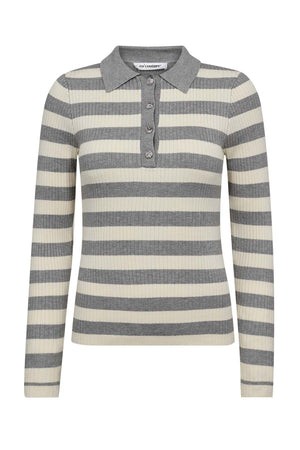 BonnyCC Stripe L/S Polo Knit 138-Light Grey - 42009
