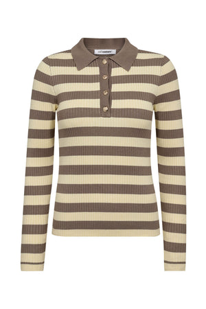 BonnyCC Stripe L/S Polo Knit 171-PaleYellow - 42009