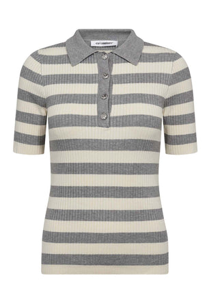 BonnyCC Stripe S/S Polo Knit 138-Light Grey - 42010