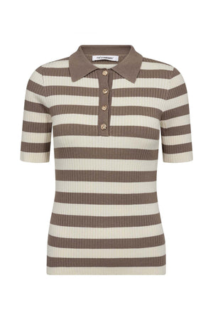 BonnyCC Stripe S/S Polo Knit 154-Walnut - 42010