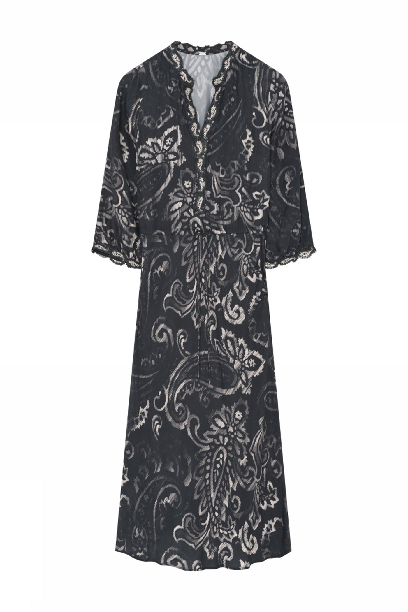 Britney, long bias cut dress 81982-Grey/Beige - 58512/7355