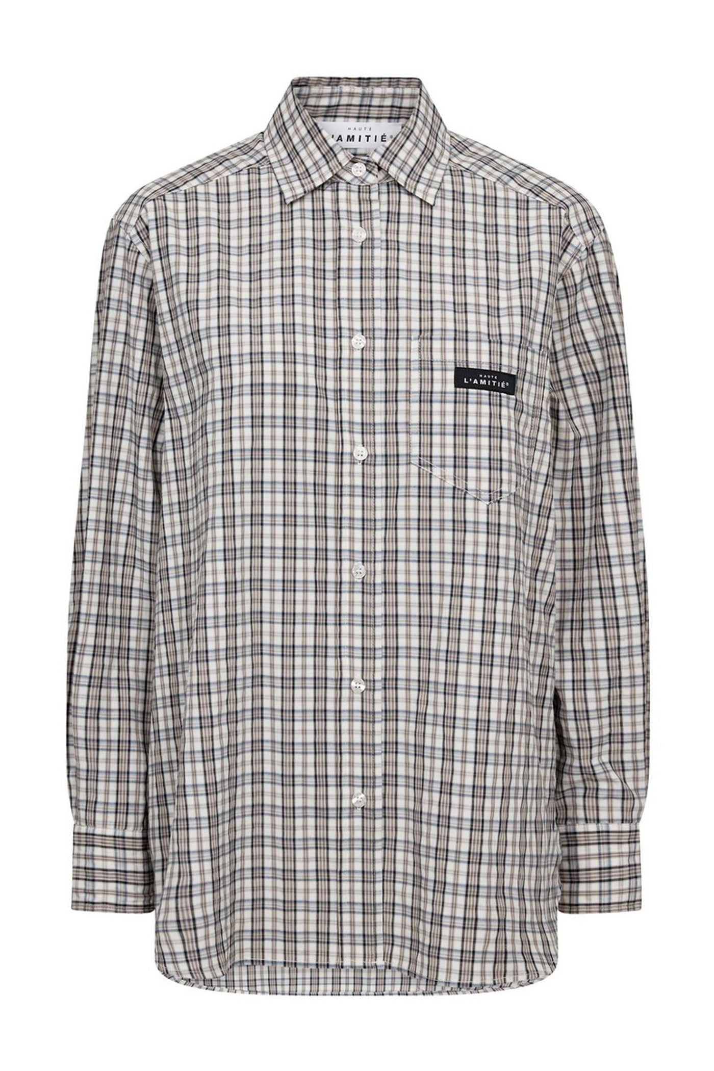 Button Down Mini Check Shirt Off-White/ Beige - HL10719
