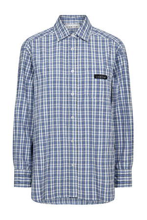 Button Down Mini Check Shirt Off-white/ Pale Blue - HL10719