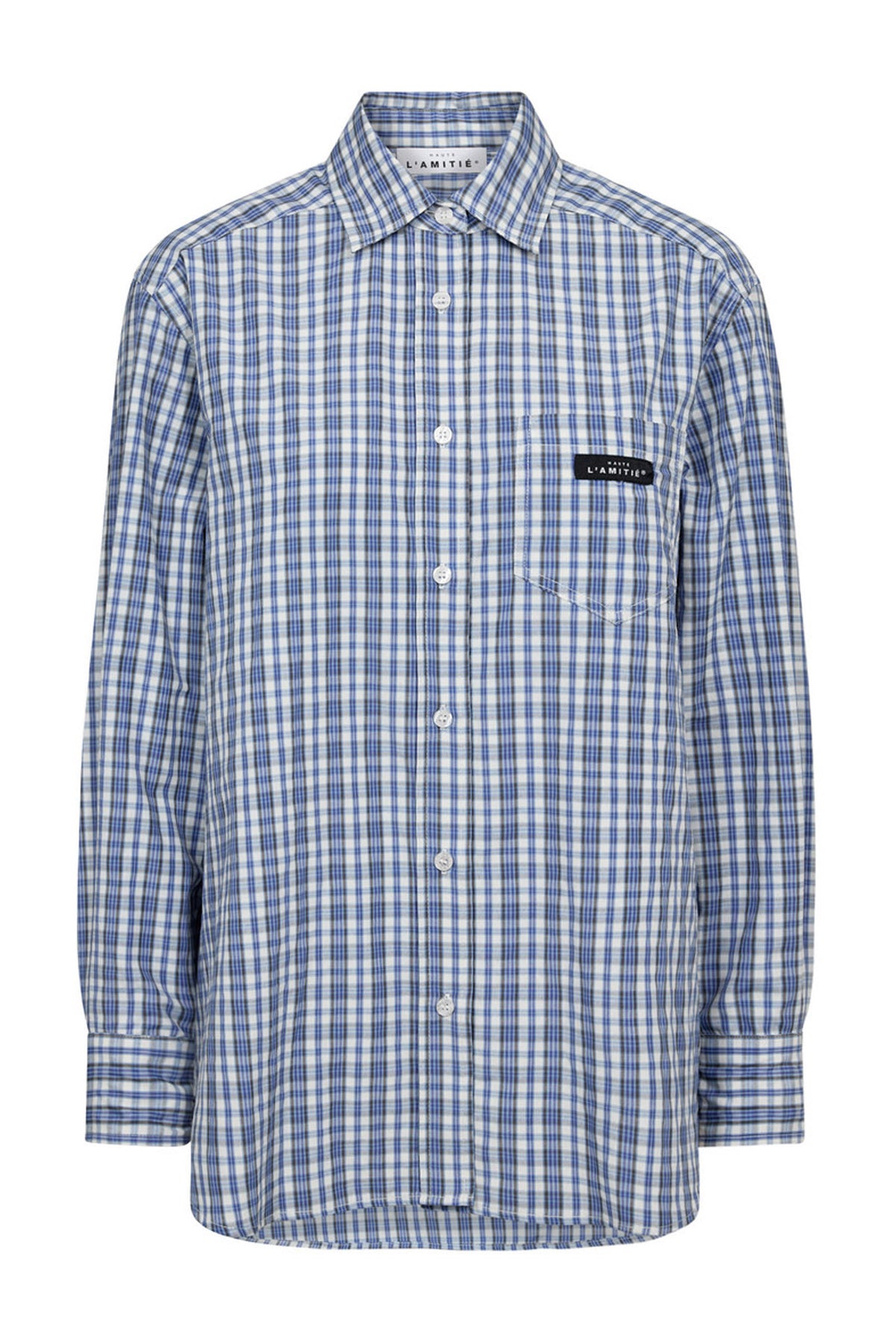 Button Down Mini Check Shirt Off-white/ Pale Blue - HL10719