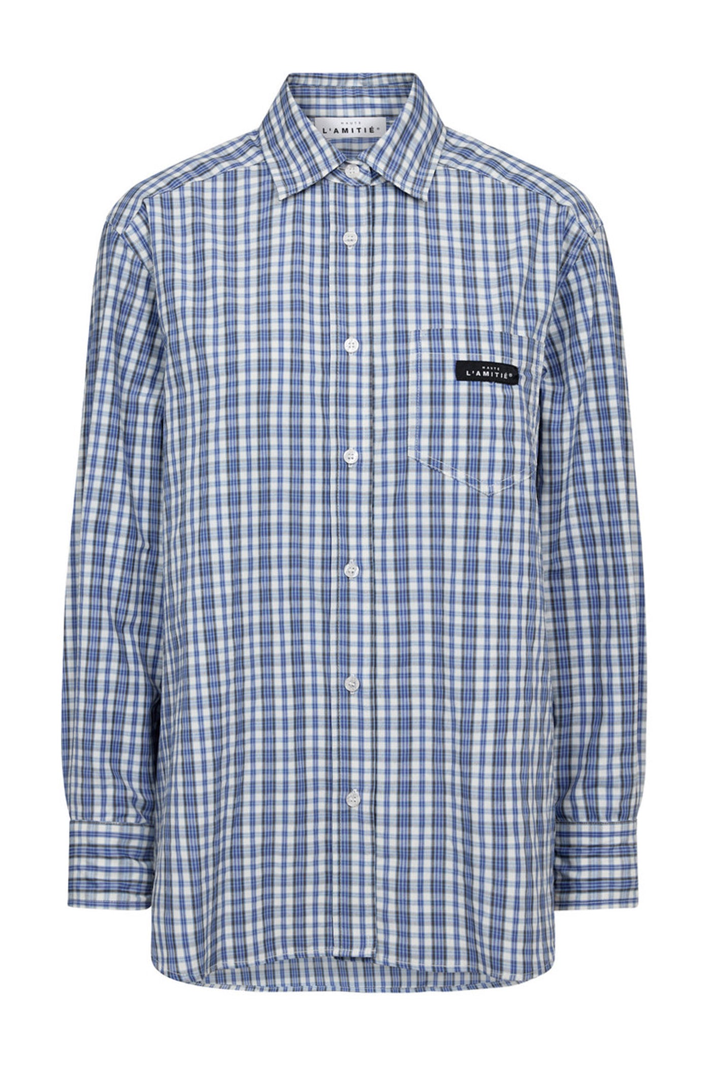 Button Down Mini Check Shirt Off-white/ Pale Blue - HL10719