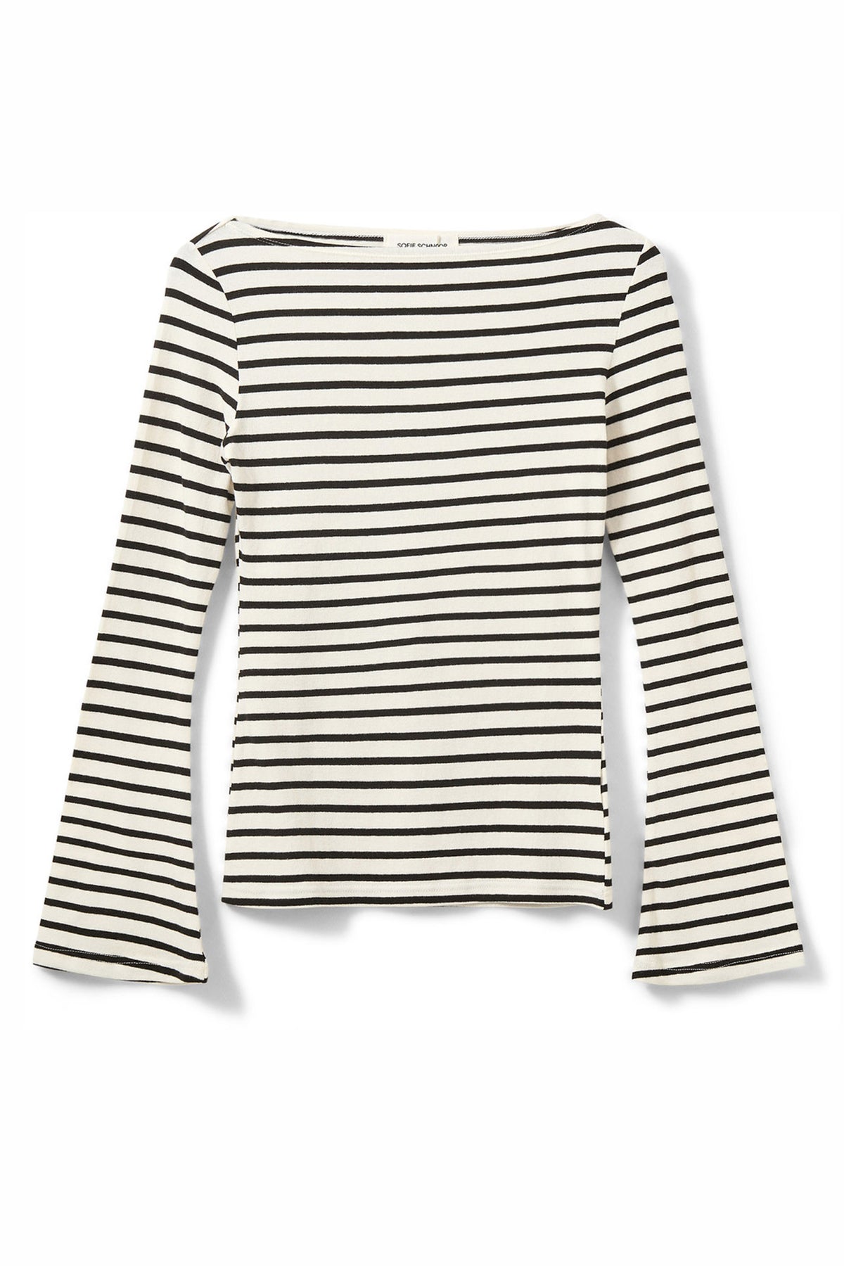 CECESW BOAT-NECK LONG-SLEEVE T 0139 White Black striped - S261240