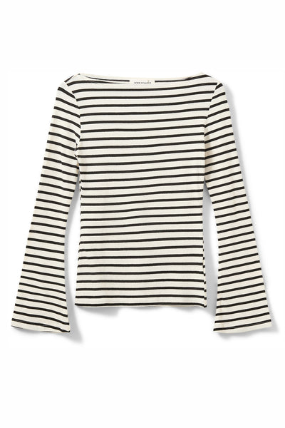 CECESW BOAT-NECK LONG-SLEEVE T 0139 White Black striped - S261240 Thumbnail