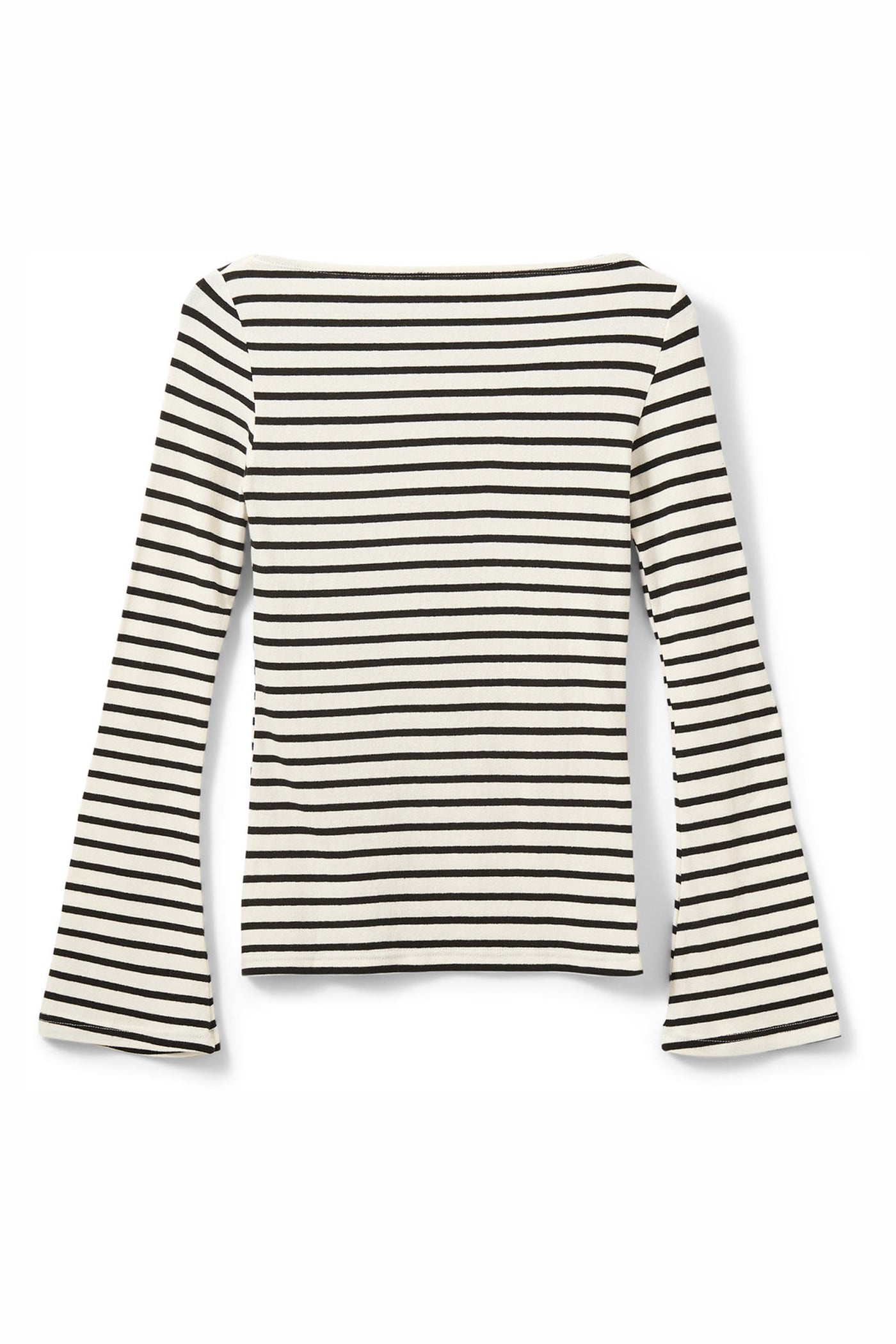 CECESW BOAT-NECK LONG-SLEEVE T 0139 White Black striped - S261240